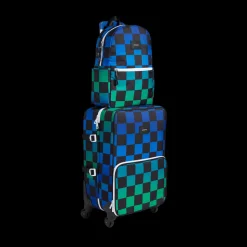 Logan Suitcase Printed Canvas Blue Checkerboard