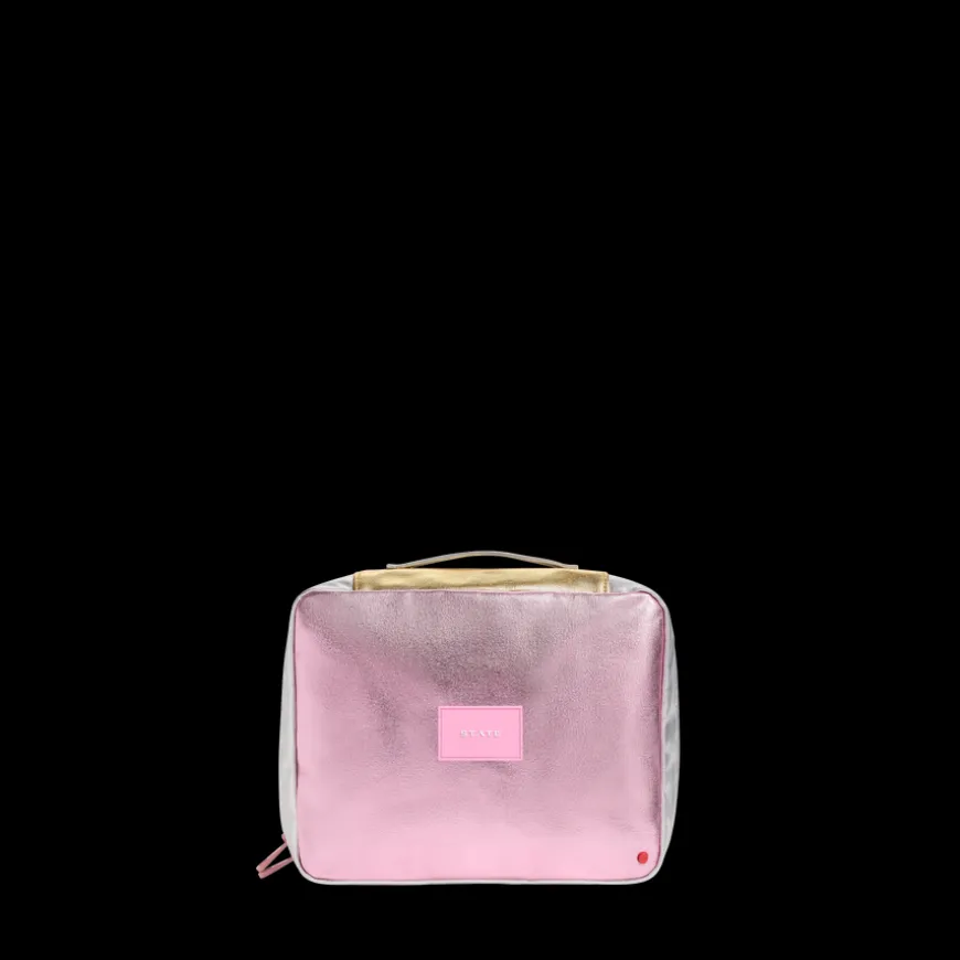 STATE Bags | Bensen Toiletry Kit Large Metallic Pink/Silver