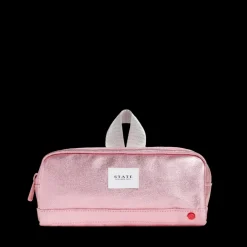 STATE Bags | Clinton Pencil Case Metallic Pink/Silver