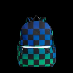 STATE Bags | Kane Double Pocket Backpack Recycled Poly Canvas Blue Checkerboard
