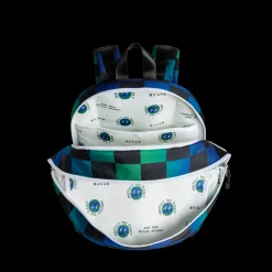 STATE Bags | Kane Double Pocket Backpack Recycled Poly Canvas Blue Checkerboard