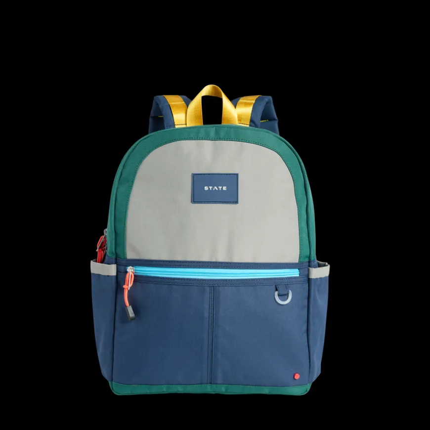 STATE Bags | Kane Kids Backpack Polyester Canvas Green/Navy | Back to School | Travel Backpack