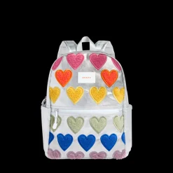 STATE Bags | Kane Kids Double Pocket Backpack Metallic Fuzzy Hearts