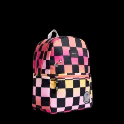 STATE Bags | Kane Kids Double Pocket Backpack Recycled Poly Canvas Pink Checkerboard