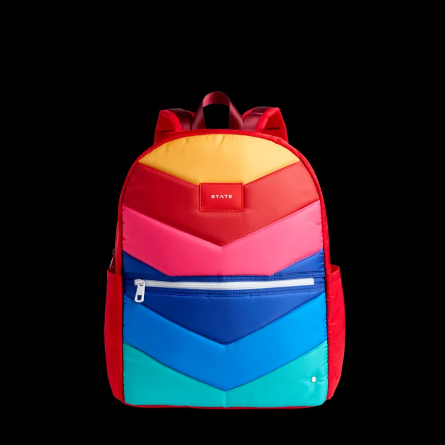 STATE Bags | Kane Kids Large Backpack Nylon Puffer Rainbow Chevron | Back to School | Travel Backpack