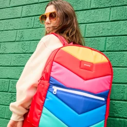 STATE Bags | Kane Kids Large Backpack Nylon Puffer Rainbow Chevron | Back to School | Travel Backpack