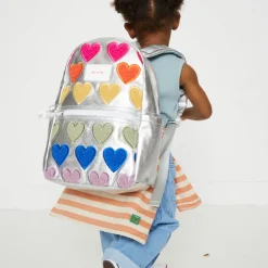 STATE Bags | Kane Mini Backpack Metallic Fuzzy Hearts | Back to School Backpack | Travel Backpack