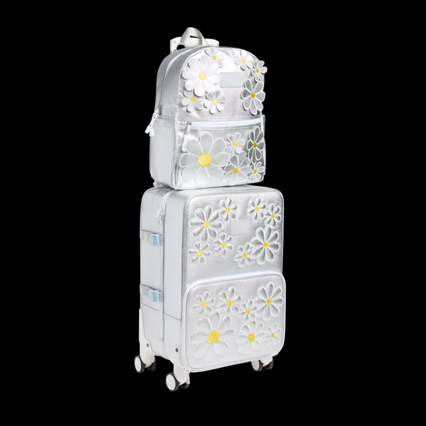 STATE Bags | Logan Carry-On Suitcase Metallic 3D Daisies