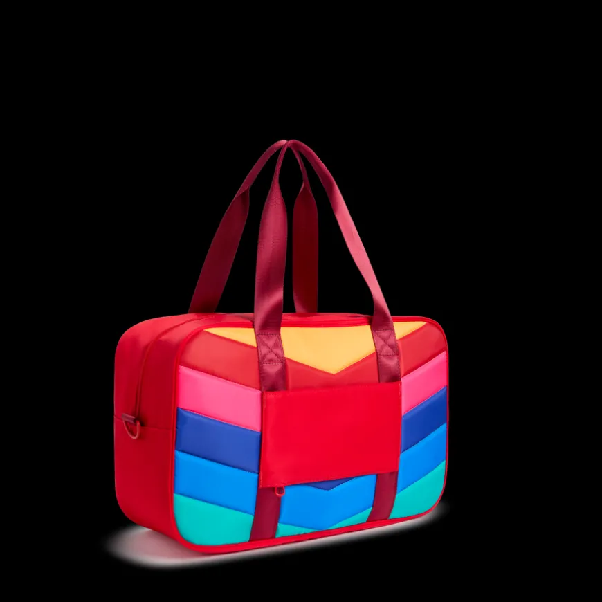STATE Bags | Rockaway Duffle Printed Nylon Puffer Rainbow Chevron