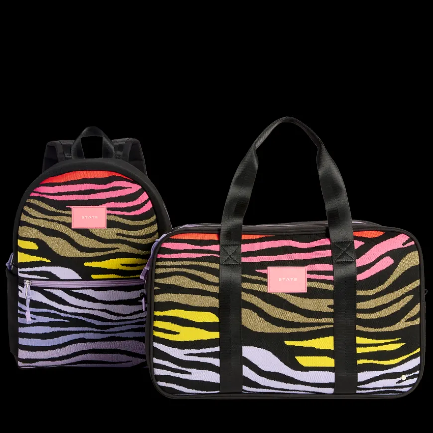 STATE Bags | Rockaway Duffle Recycled Tech Knit Zebra
