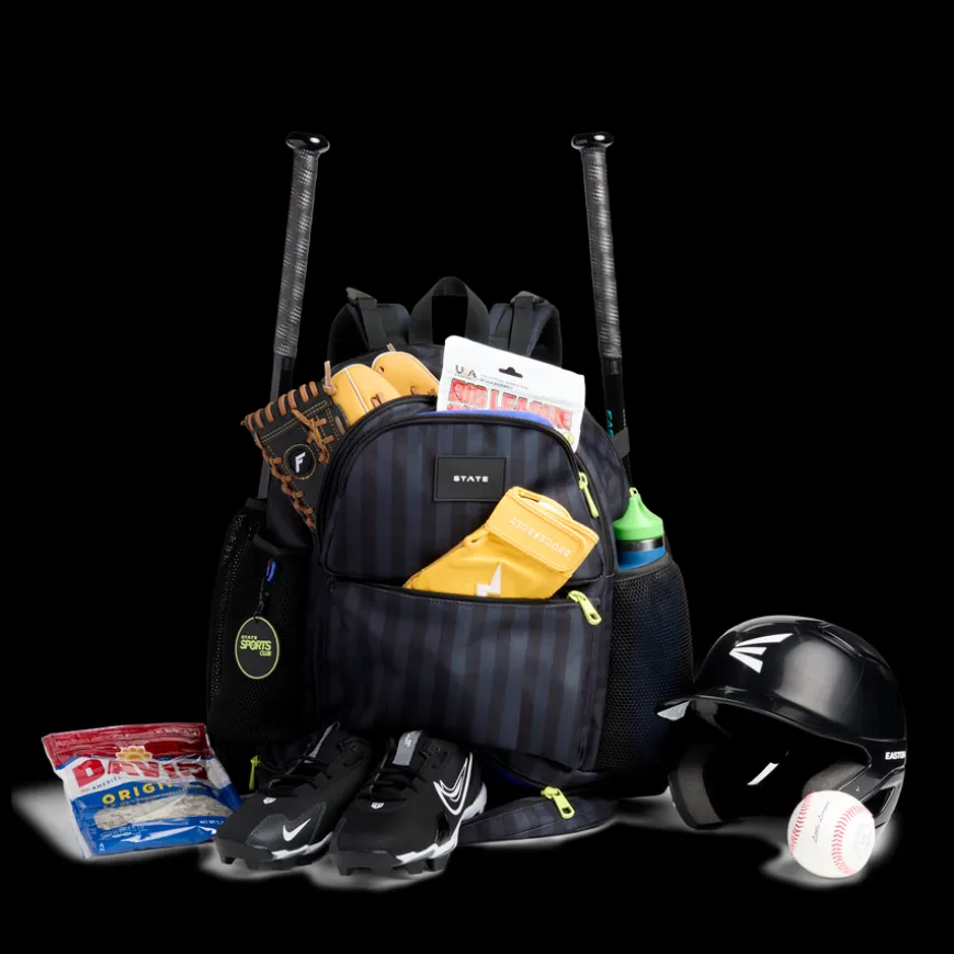 STATE Bags | Shea Baseball Backpack Black Grey Striped