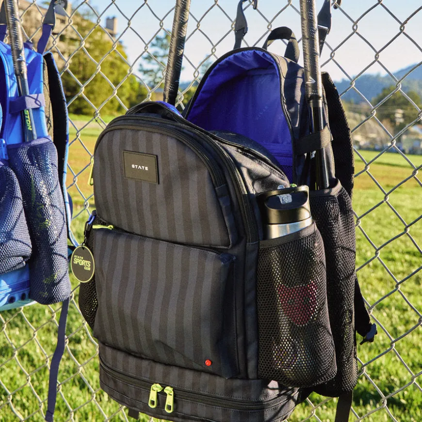 STATE Bags | Shea Baseball Backpack Black Grey Striped