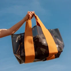 STATE Bags | Wellington Cabana Tote TPU Black/Caramel | Beach Bag